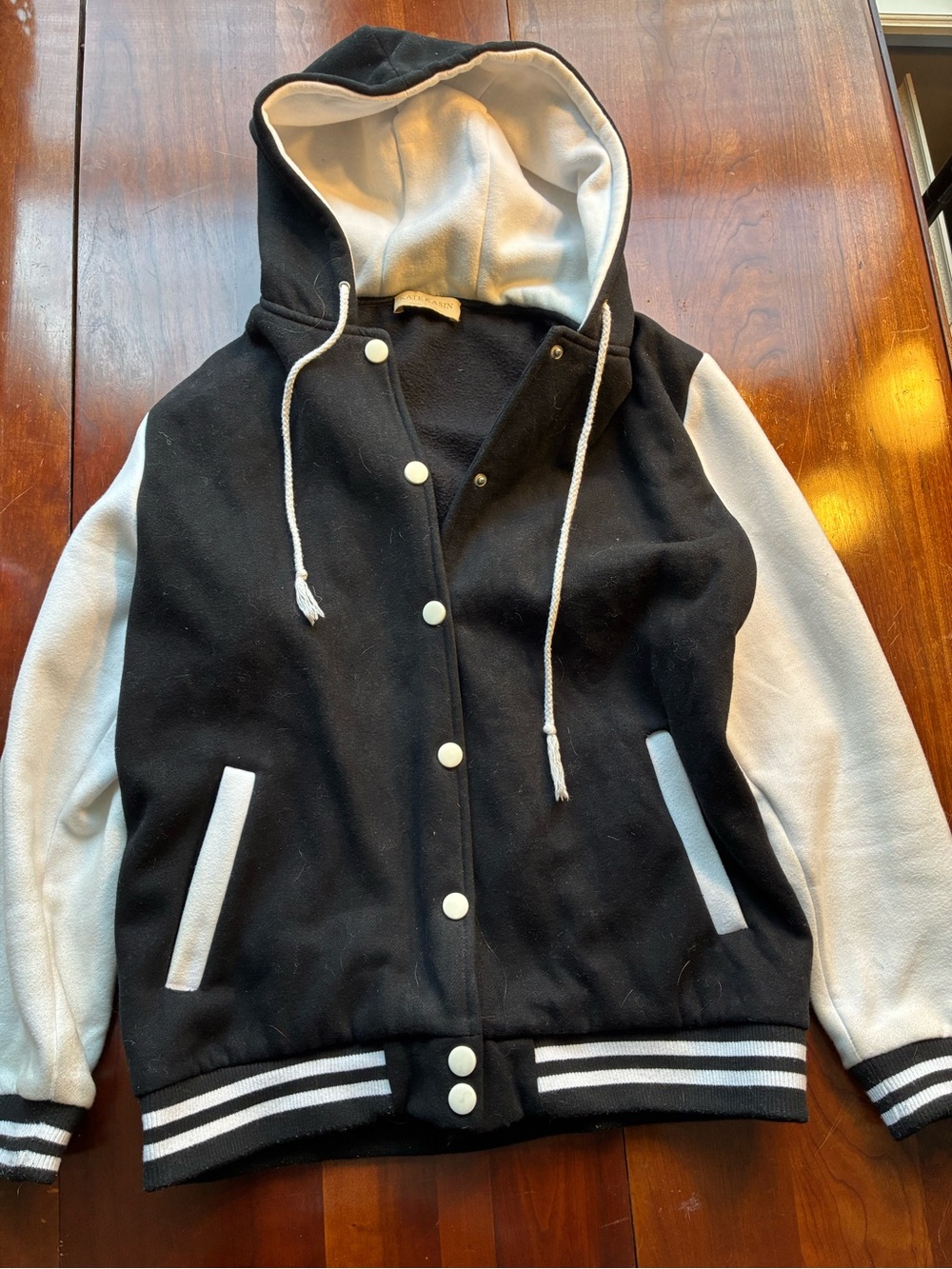 Black & White Hooded Varsity Jacket